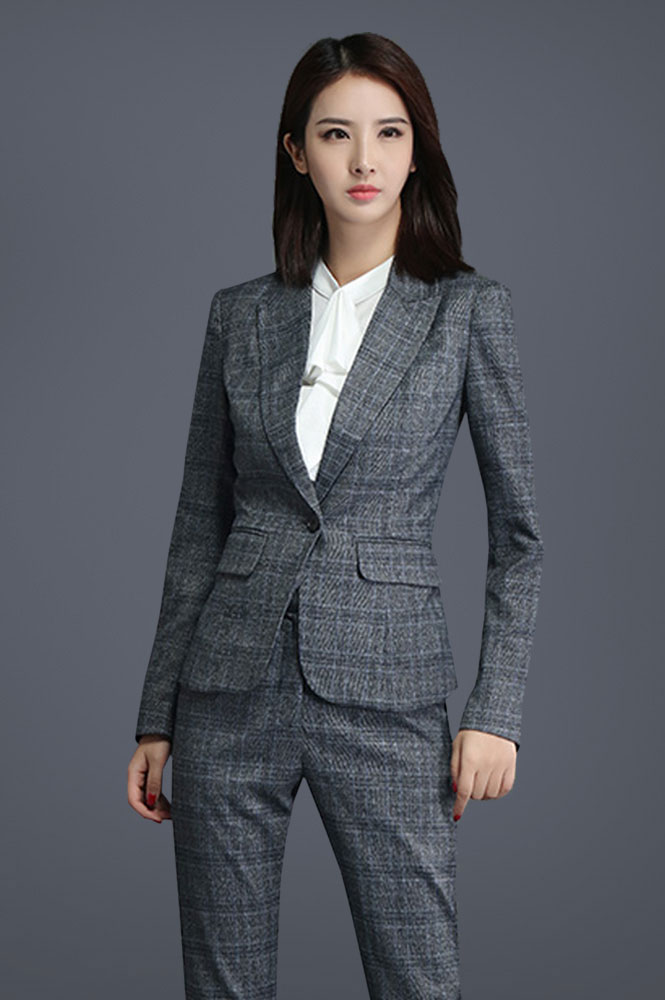 新款方格時尚氣質(zhì)女西服定制